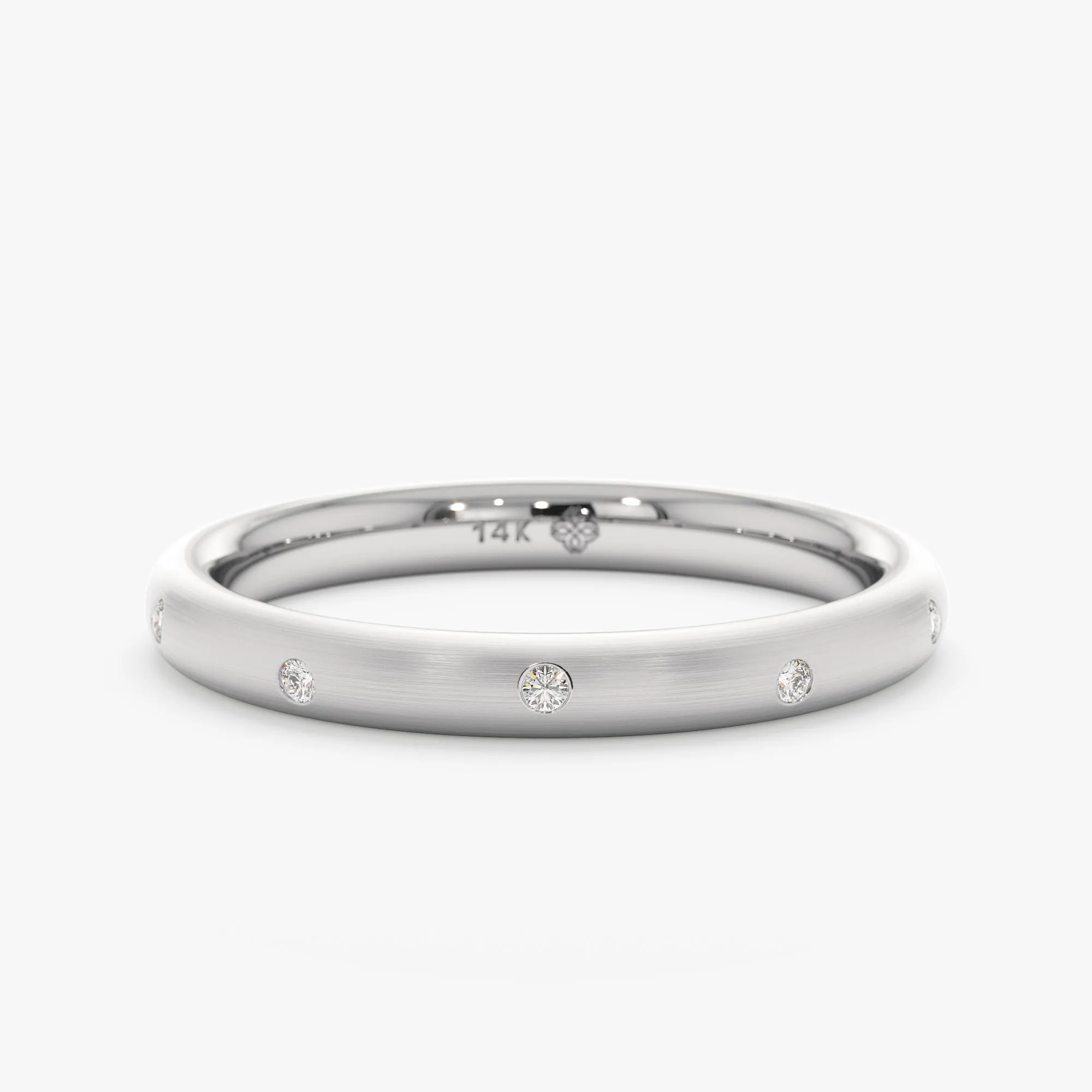 Flush Set Textured Gold Diamond Ring, Raven