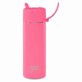 Functional 595ml 'Bubblegum Blast' Stainless Steel Ceramic Reusable Flip Straw Lid Water Bottle Trendy