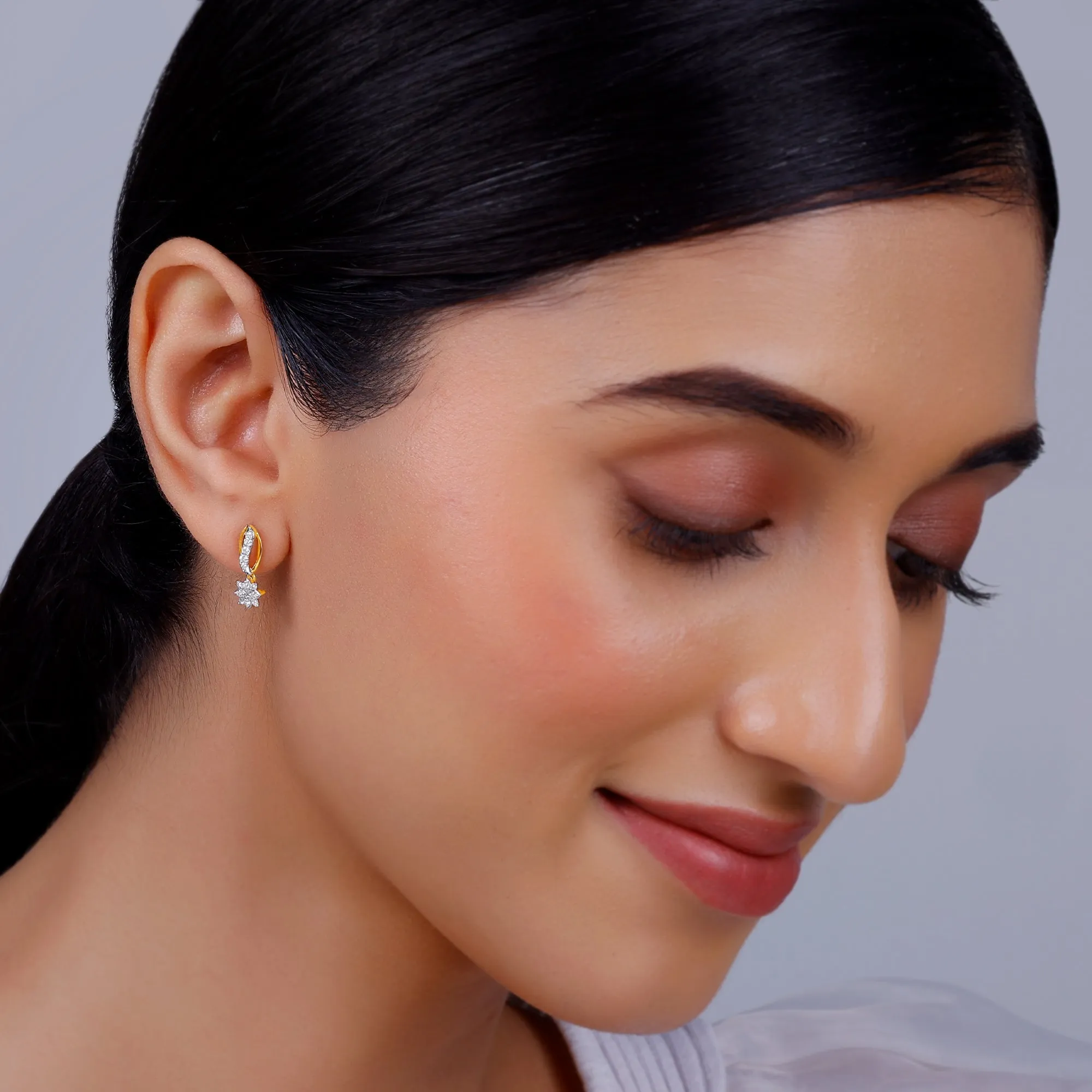 Gold Flora Flow Diamond Earrings