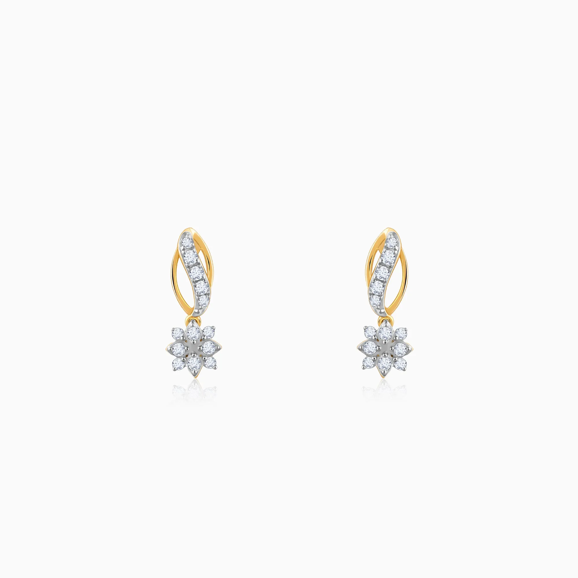 Gold Flora Flow Diamond Earrings