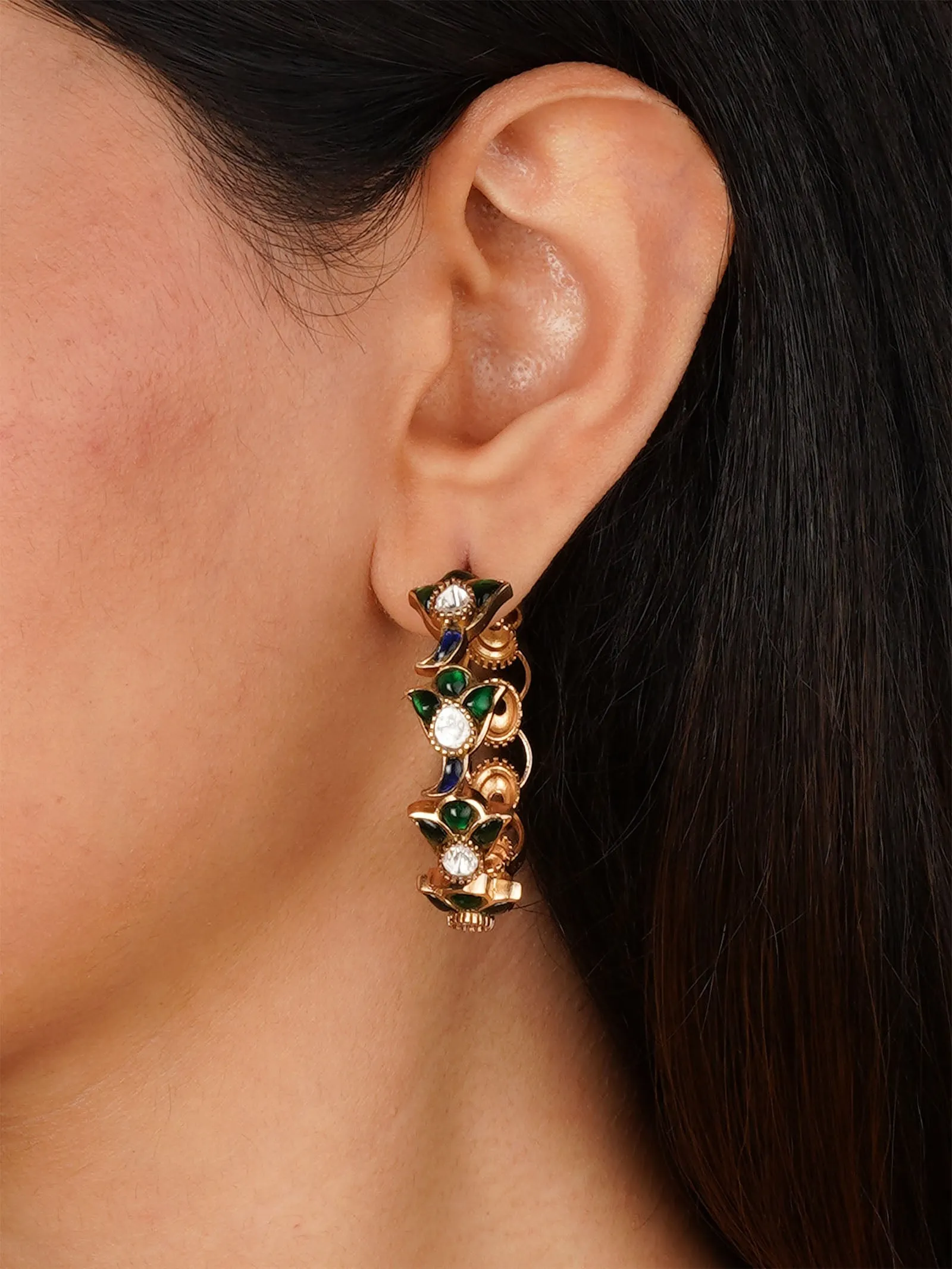 Gold Plated Faux Polki Earrings - PK-E114