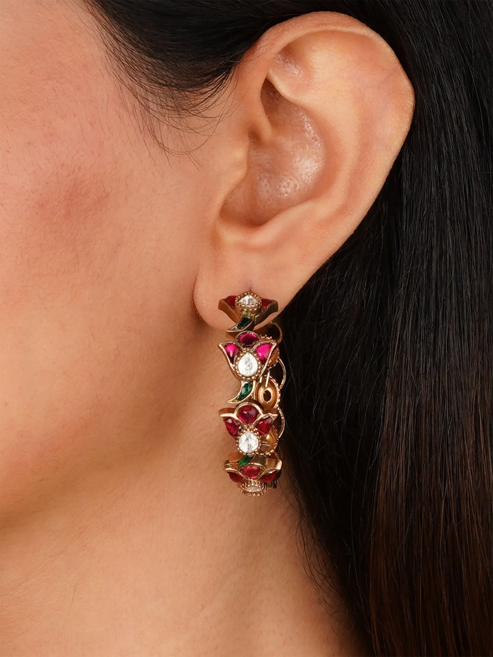 Gold Plated Faux Polki Earrings - PK-E114