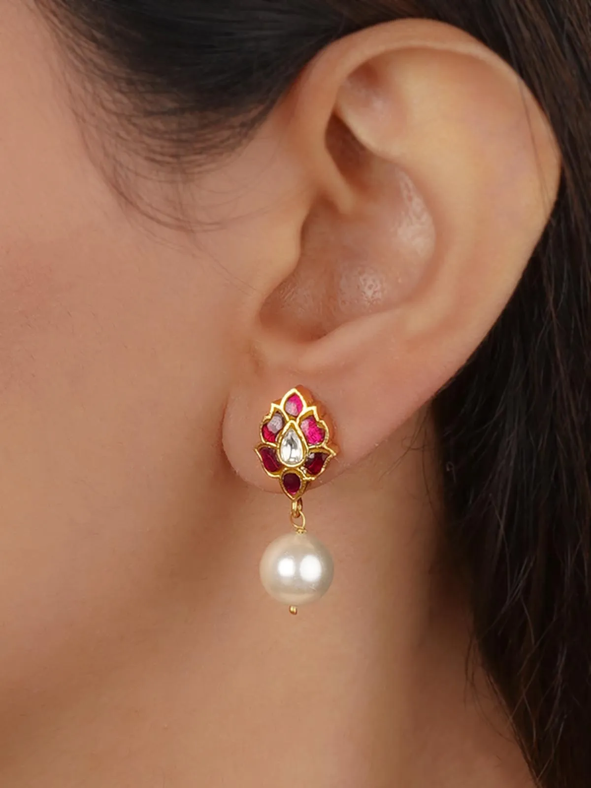Gold Plated Jadau Kundan Earrings - ME1369