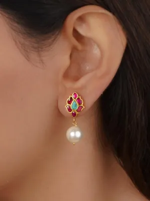 Gold Plated Jadau Kundan Earrings - ME1369