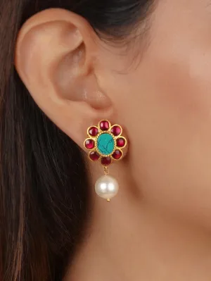 Gold Plated Jadau Kundan Earrings - ME1377