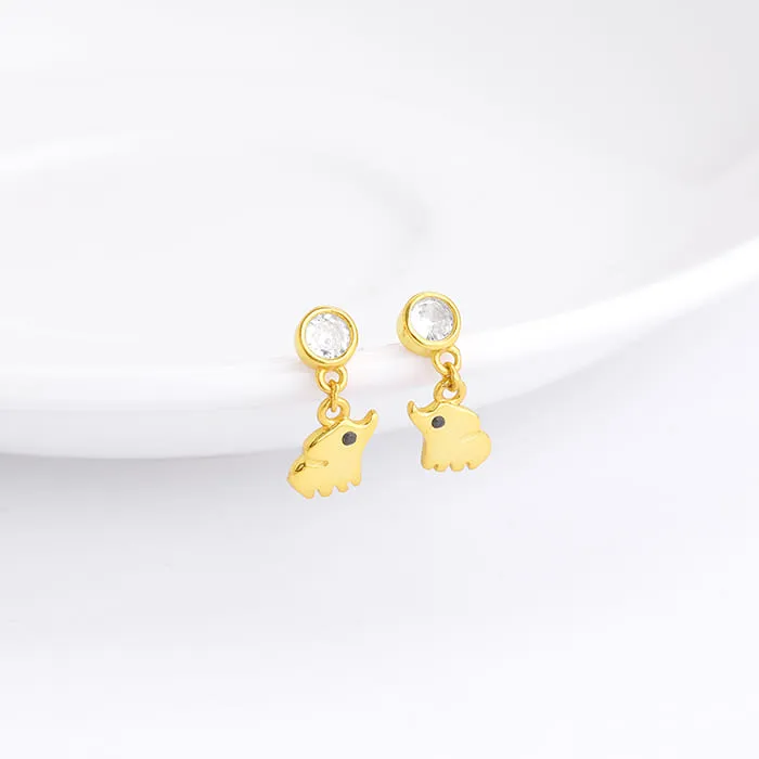 Golden Elephant Charm Earrings