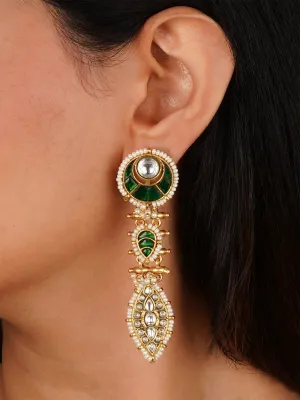 Green Color Gold Plated Mishr Earrings - MR-E262GR