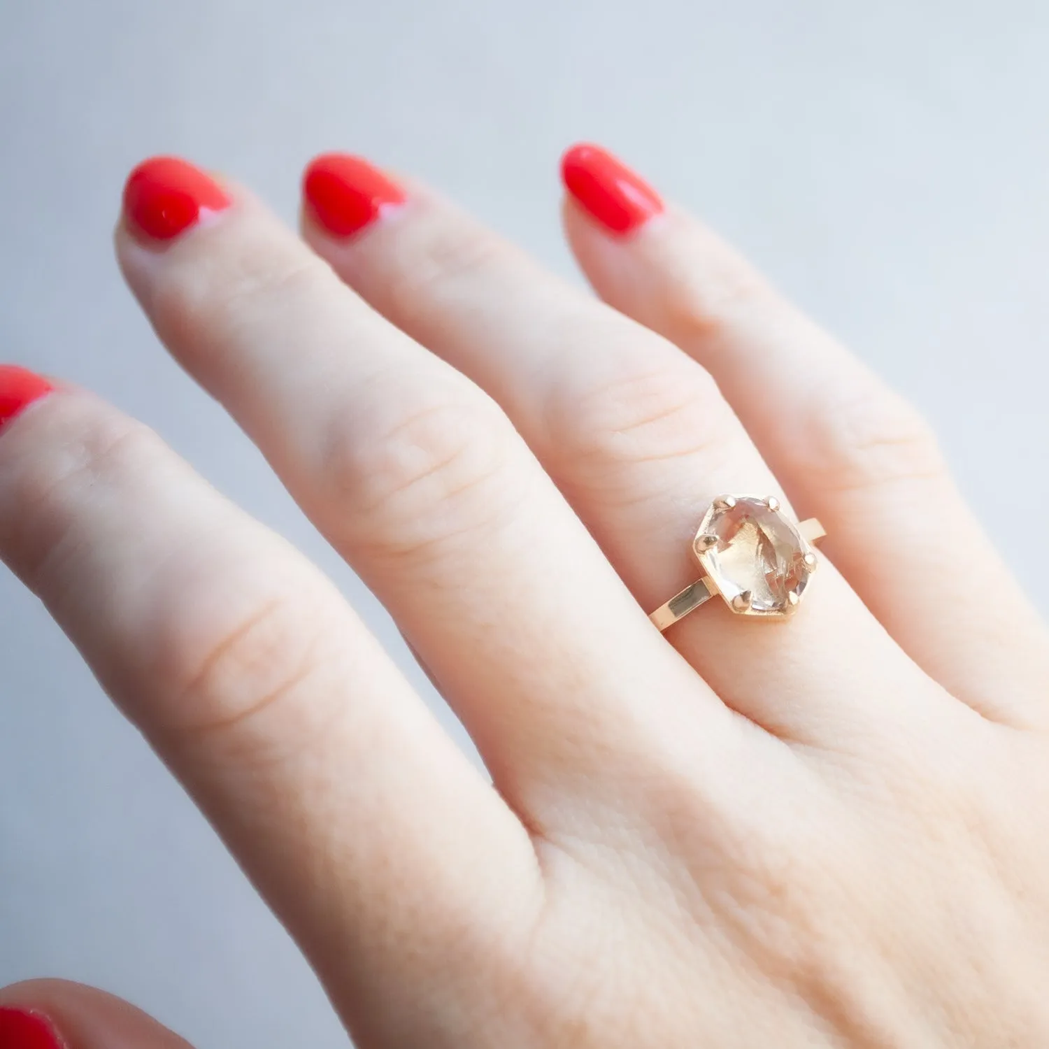 Hexagon Champagne Ring