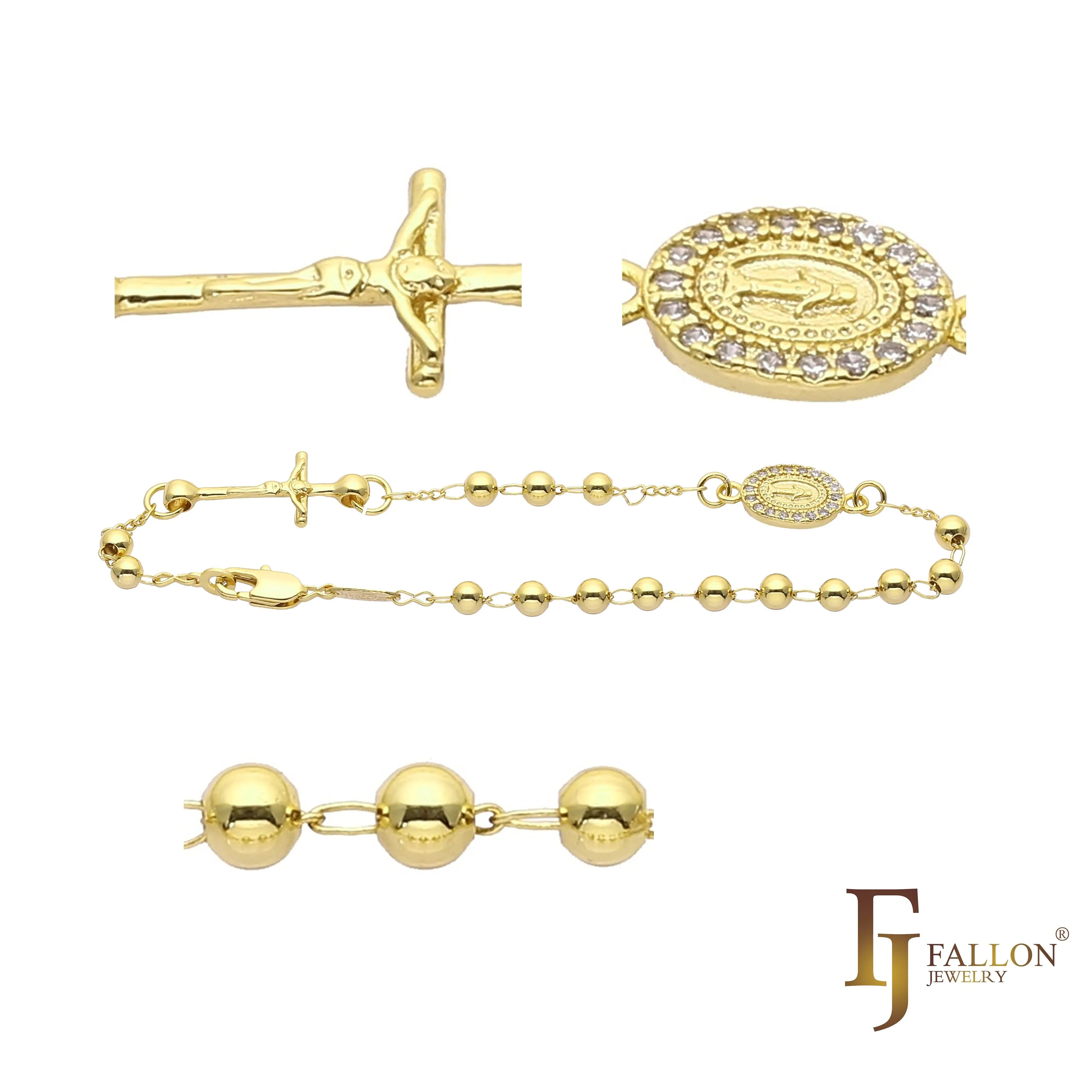 Italian Virgin of Guadalupe Catholic 14K Gold Rosary Necklace