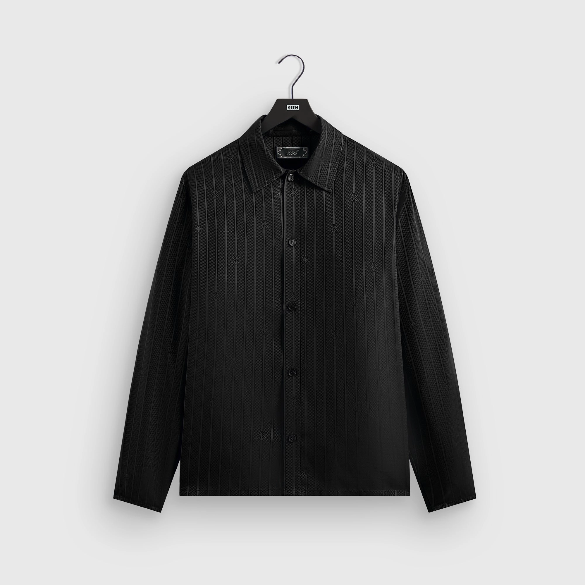 Kith Crest Logo Boxy Collared Overshirt - Black Desirable Sophisticated