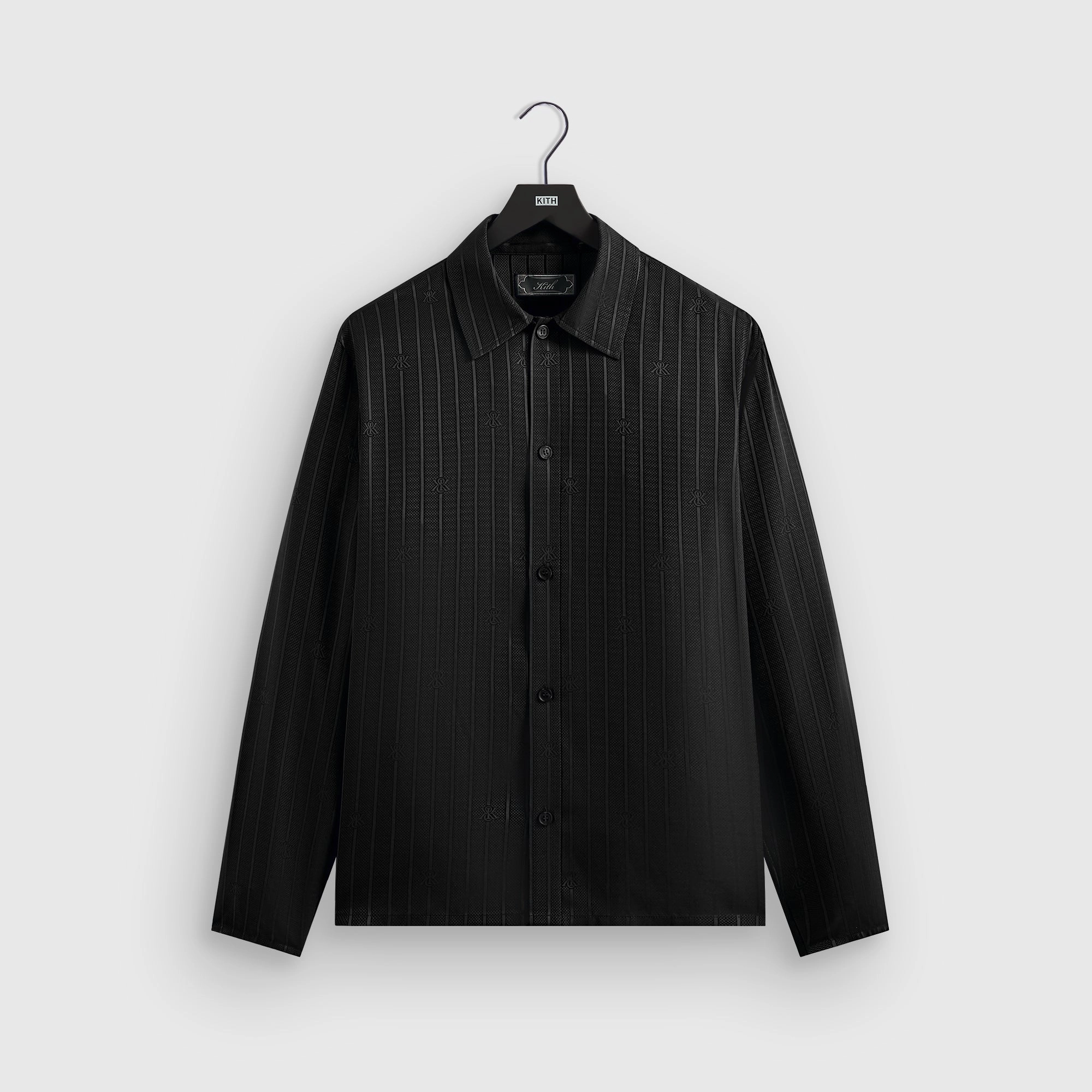 Kith Crest Logo Boxy Collared Overshirt - Black Sincere Loved