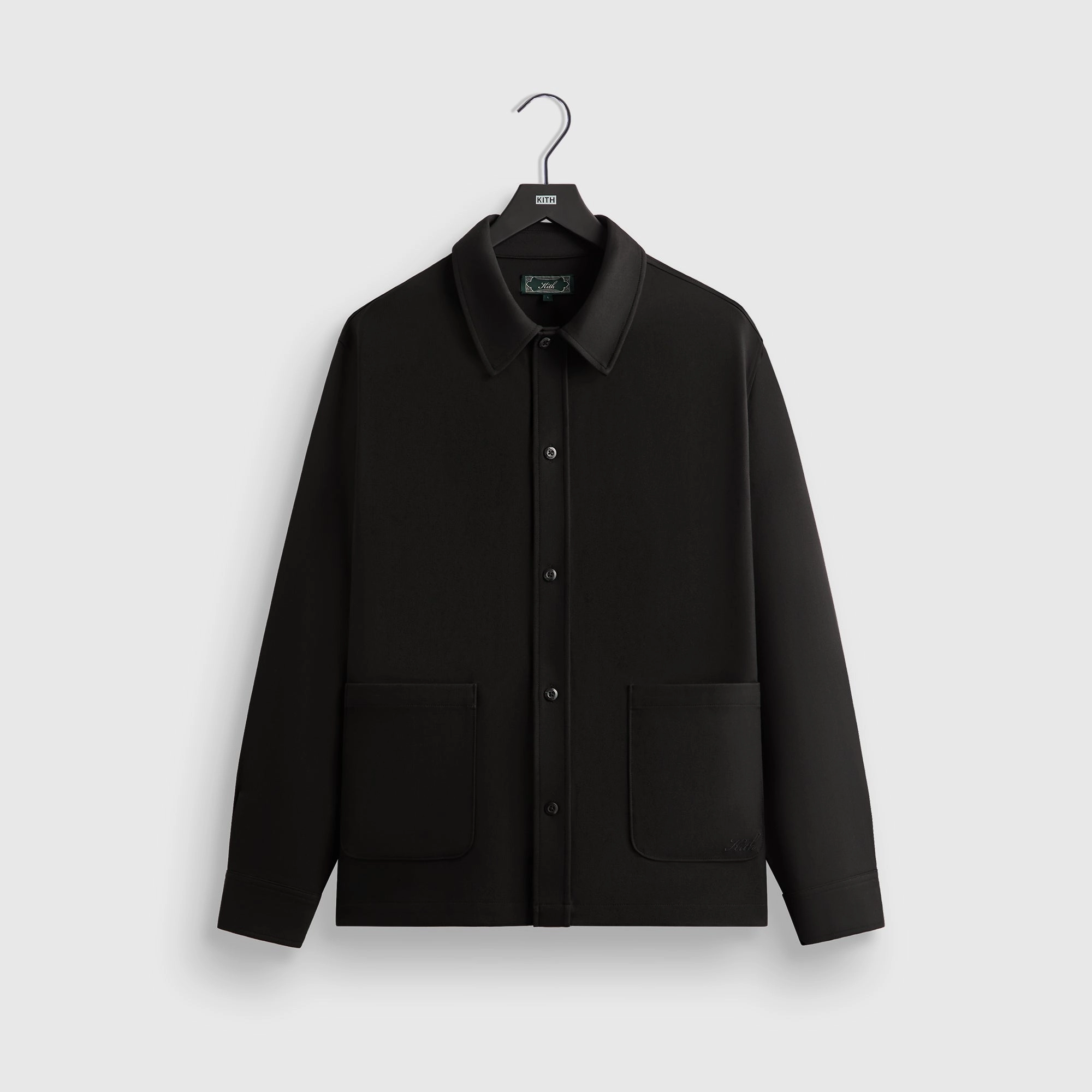 Kith Double Weave Boxy Collared Overshirt - Black Polished Purposeful