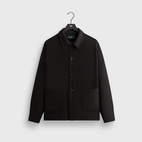 Kith Double Weave Boxy Collared Overshirt - Black Durable Staple