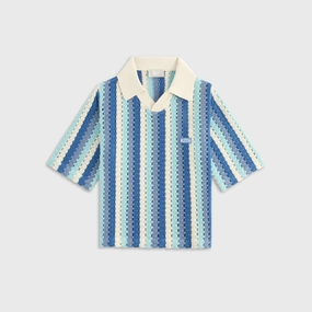 Kith Kids Open Knit Pullover Polo - Blue Skies Important Respected