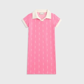 Kith Kids Script Knit Tilden Dress - Peony Basic Sincere