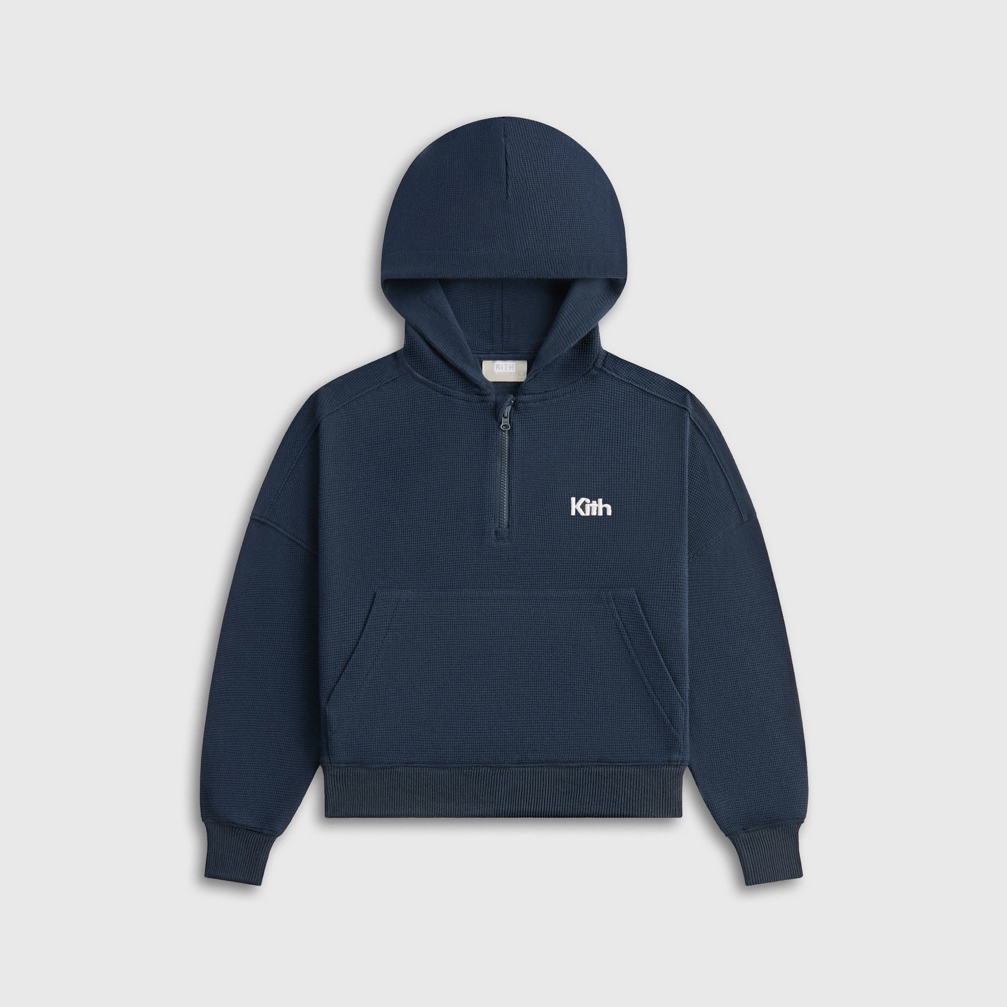 Intense Kith Kids Waffle Nelson Quarter Zip Hoodie - Nocturnal Passionate