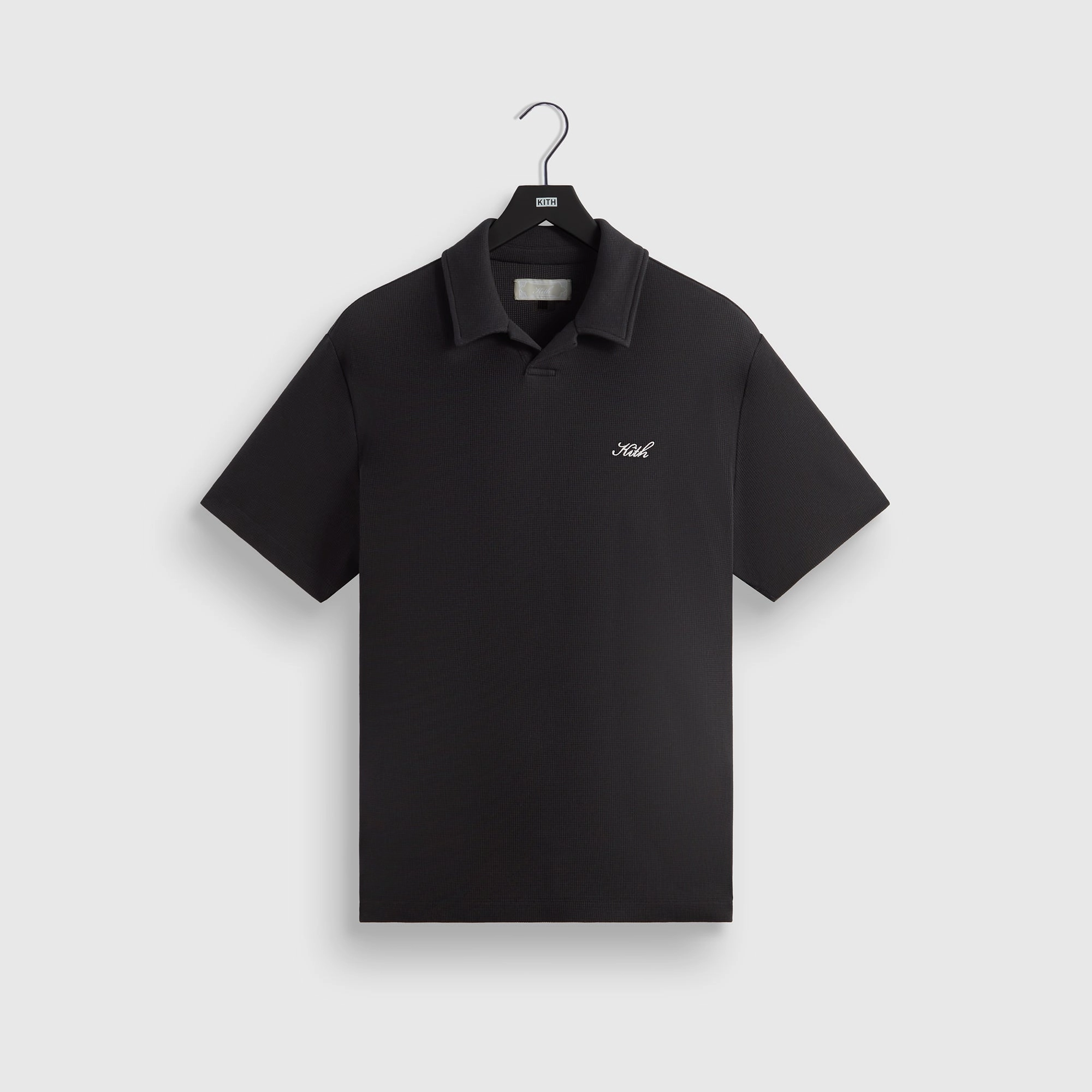 Kith Micro Waffle Drew Polo - Black Beneficial Natural
