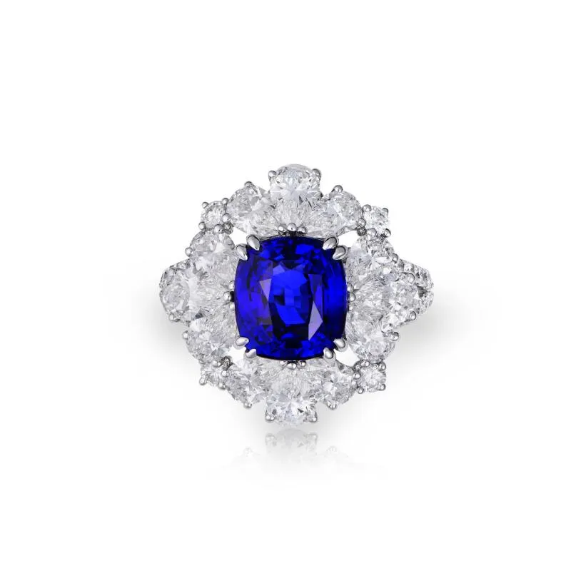 KS Sze & Sons White Gold, Sapphire and Diamond Ring
