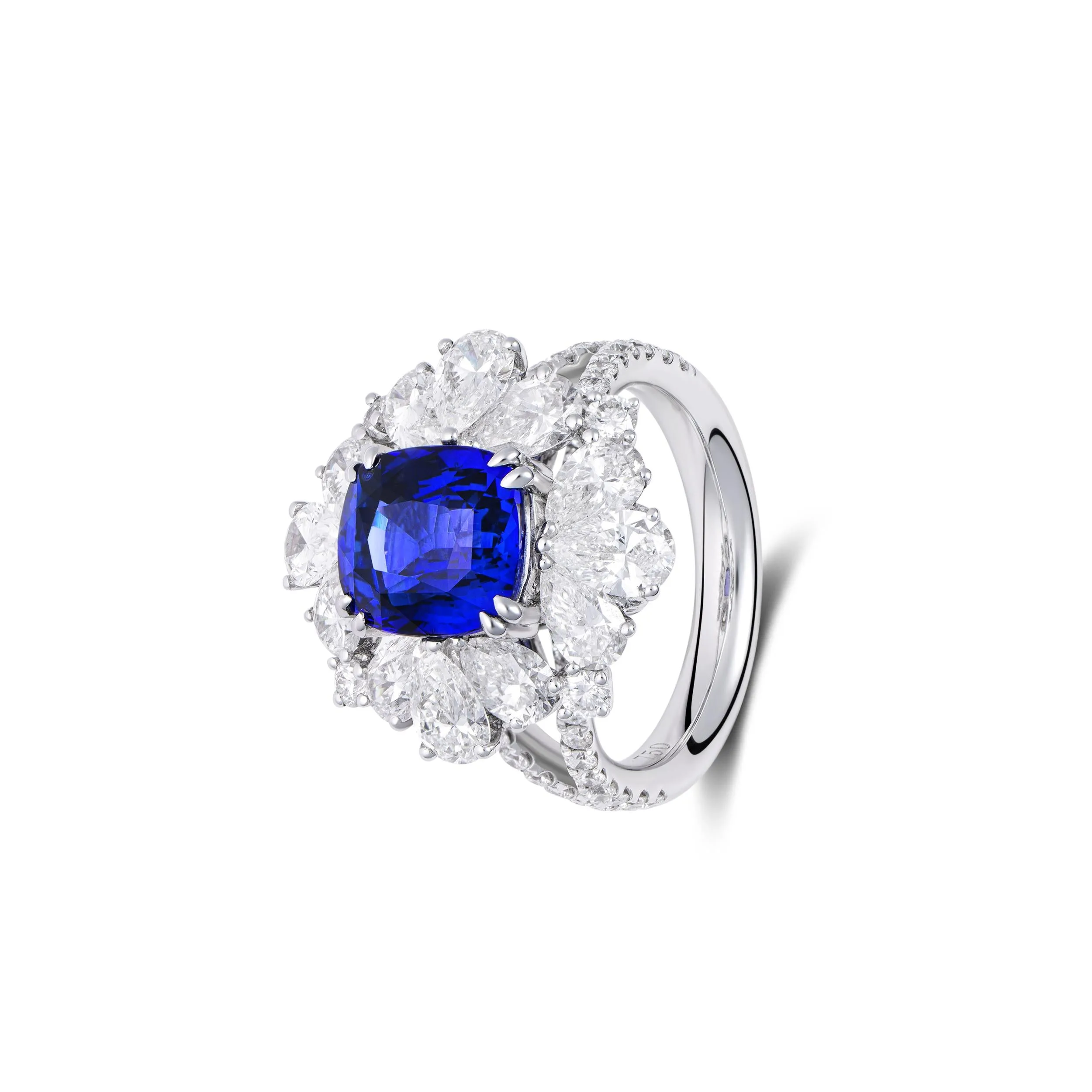 KS Sze & Sons White Gold, Sapphire and Diamond Ring
