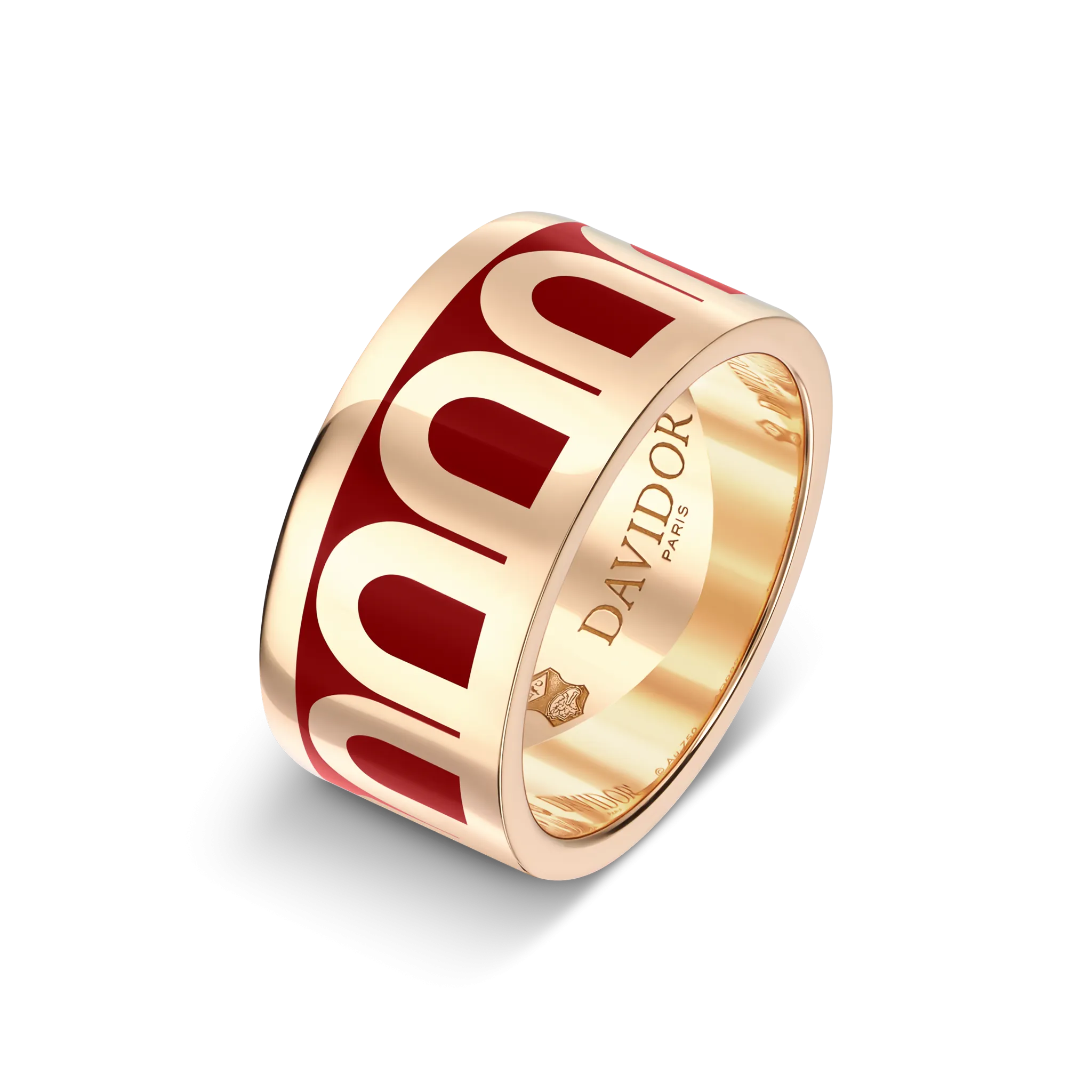 L'Arc de DAVIDOR Ring GM, 18k Rose Gold with DAVIDOR Bordeaux Lacquered Ceramic