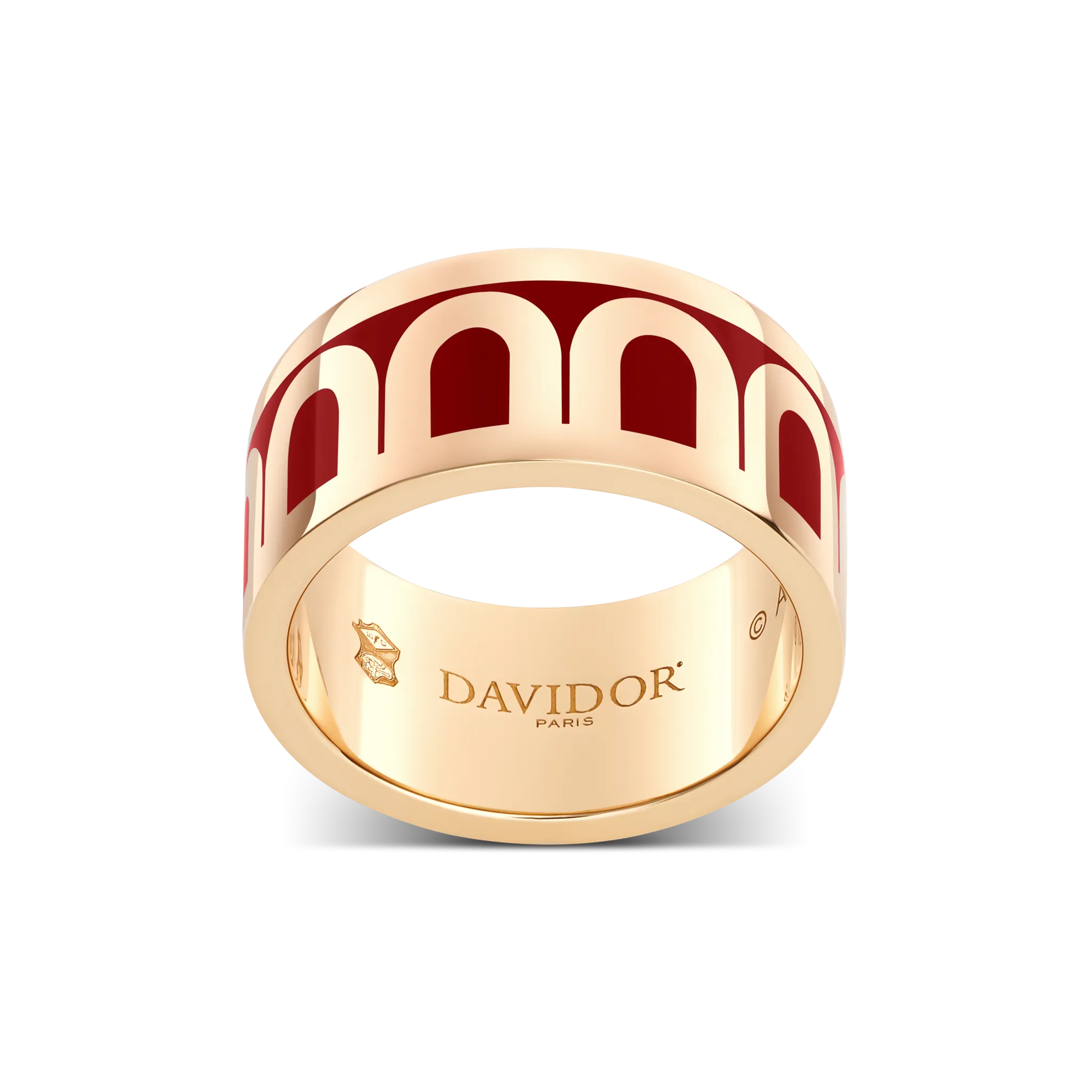 L'Arc de DAVIDOR Ring GM, 18k Rose Gold with DAVIDOR Bordeaux Lacquered Ceramic