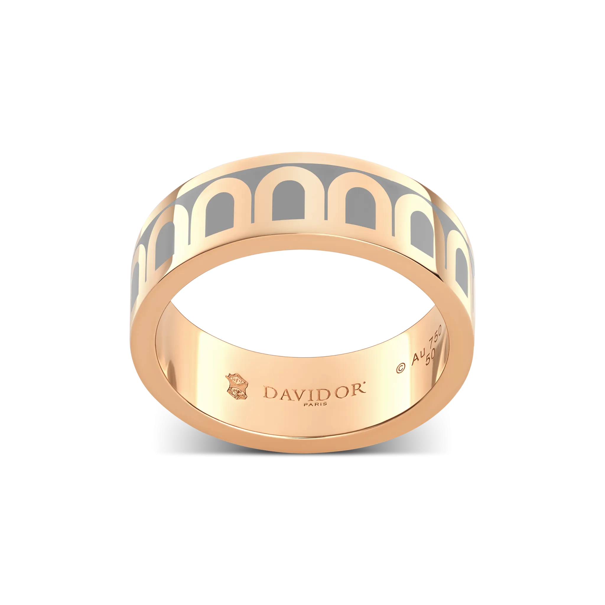 L'Arc de DAVIDOR Ring MM, 18k Rose Gold with Anthracite Lacquered Ceramic