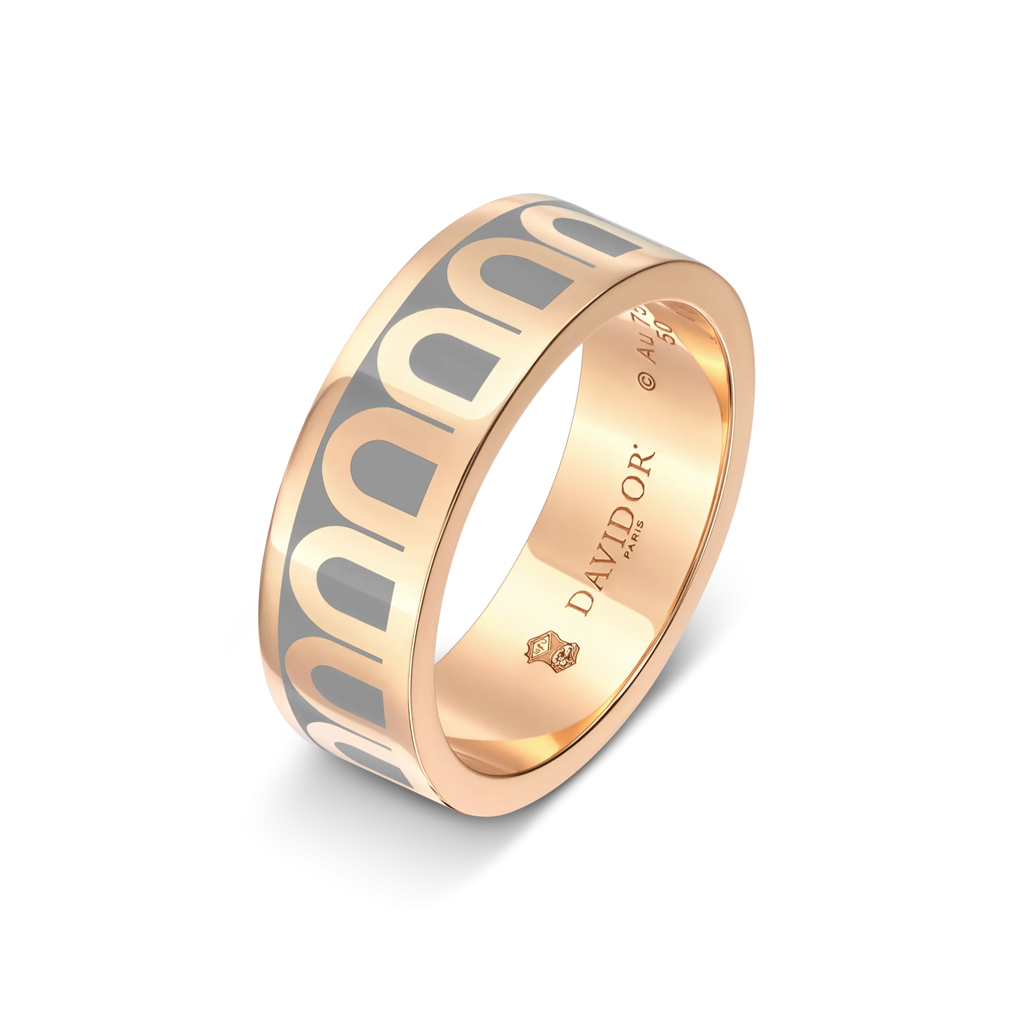 L'Arc de DAVIDOR Ring MM, 18k Rose Gold with Anthracite Lacquered Ceramic