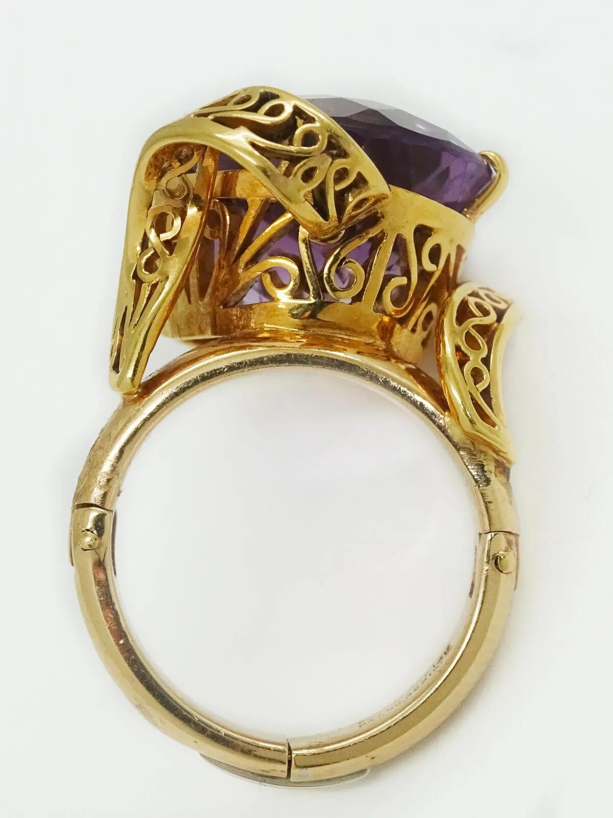 Large Oval Amethyst Secure Superfit Shank 14k / 18k Gold Ring, Size 5.5 - 7