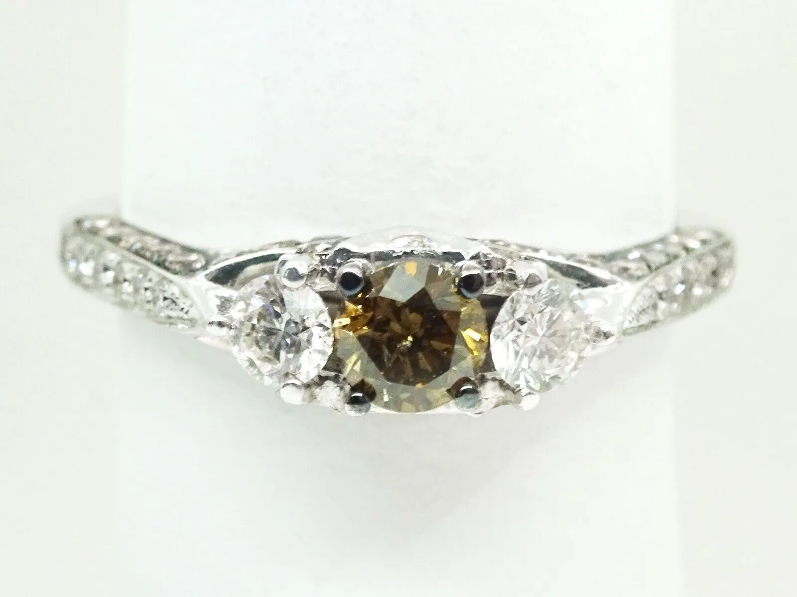 LeVian 1.70ct tw Chocolate & Vanilla Diamond Ring 14k White Gold Size 10