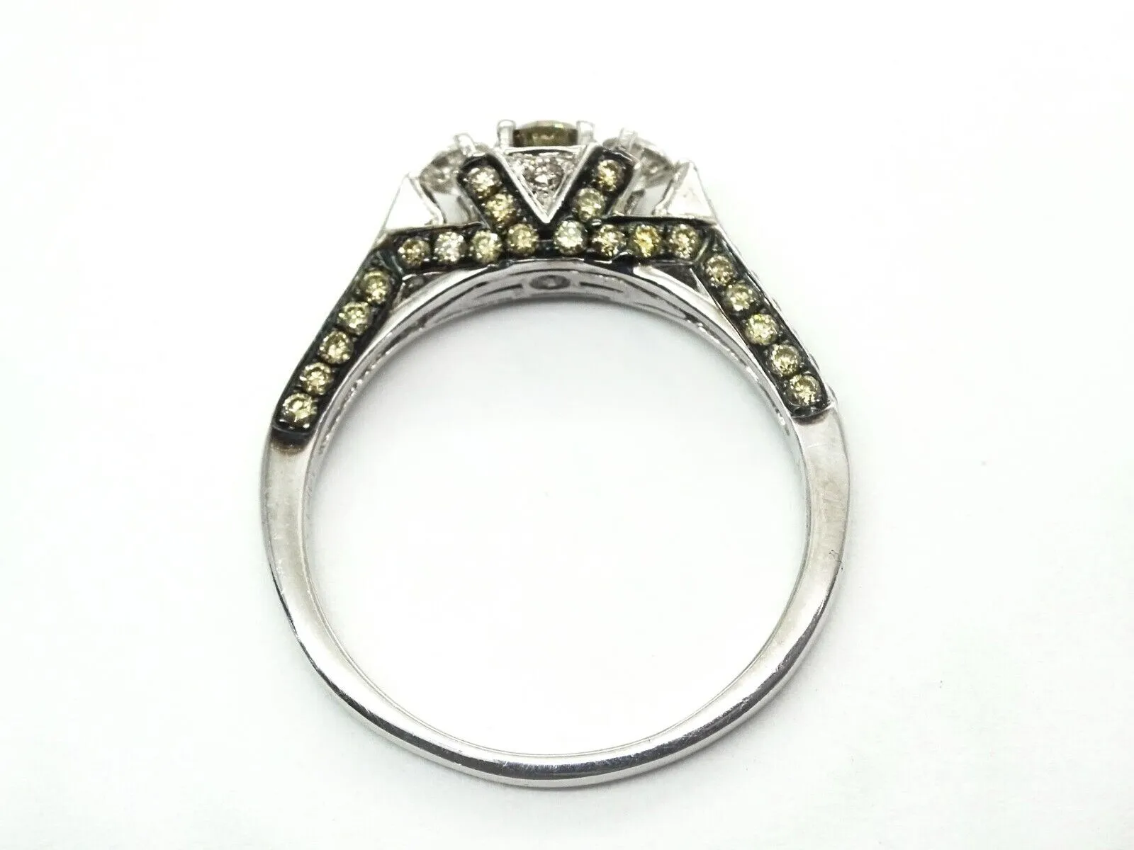 LeVian 1.70ct tw Chocolate & Vanilla Diamond Ring 14k White Gold Size 10