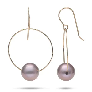 Lilac Freshwater Pearl Earrings in Gold - 10-11mm