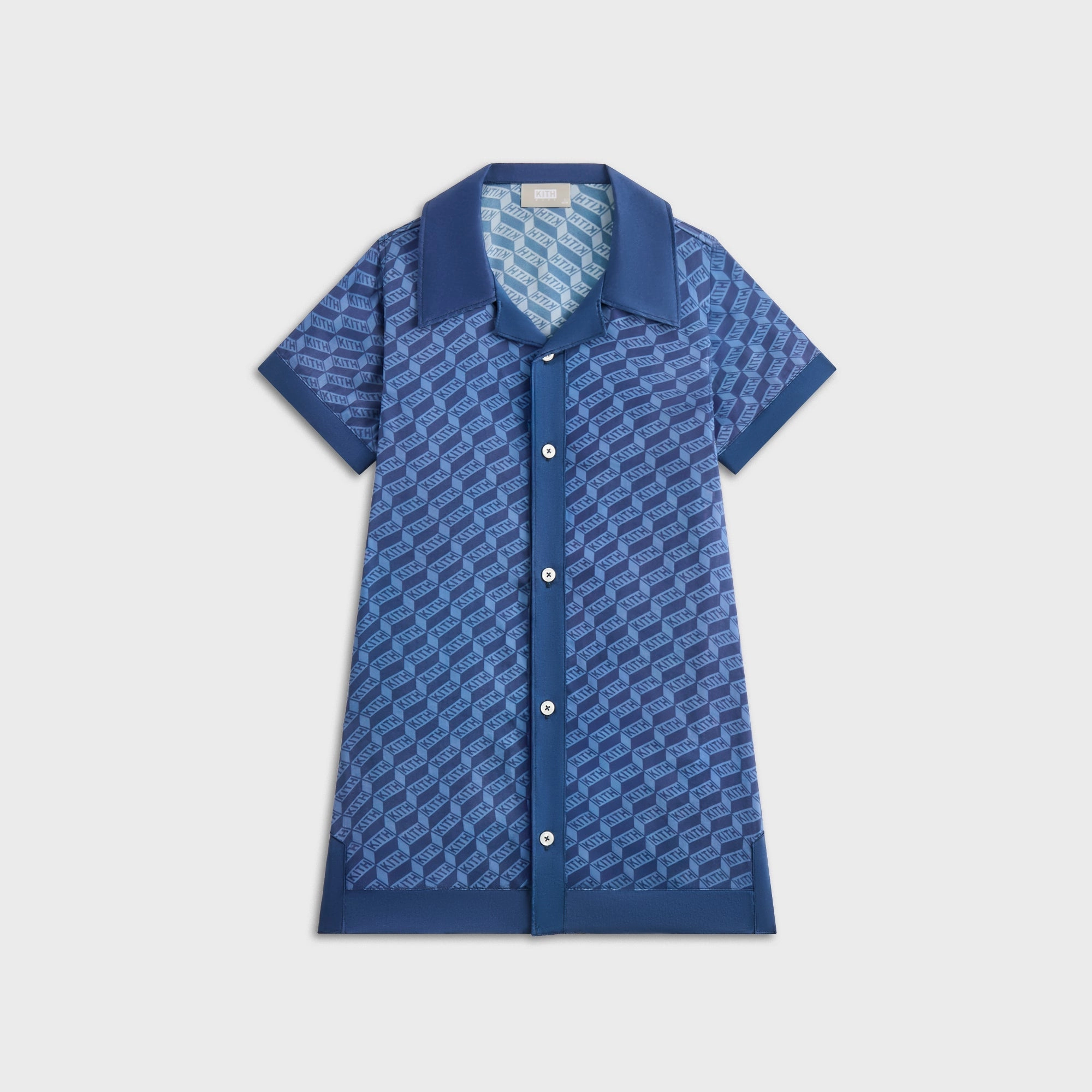 Kith Kids Monogram Camp Shirt Dress - Atlantic Clean Playful