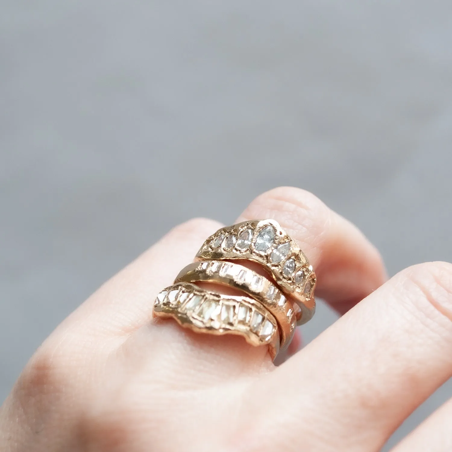 LX Lemon Diamond V Shape Scatter Ring
