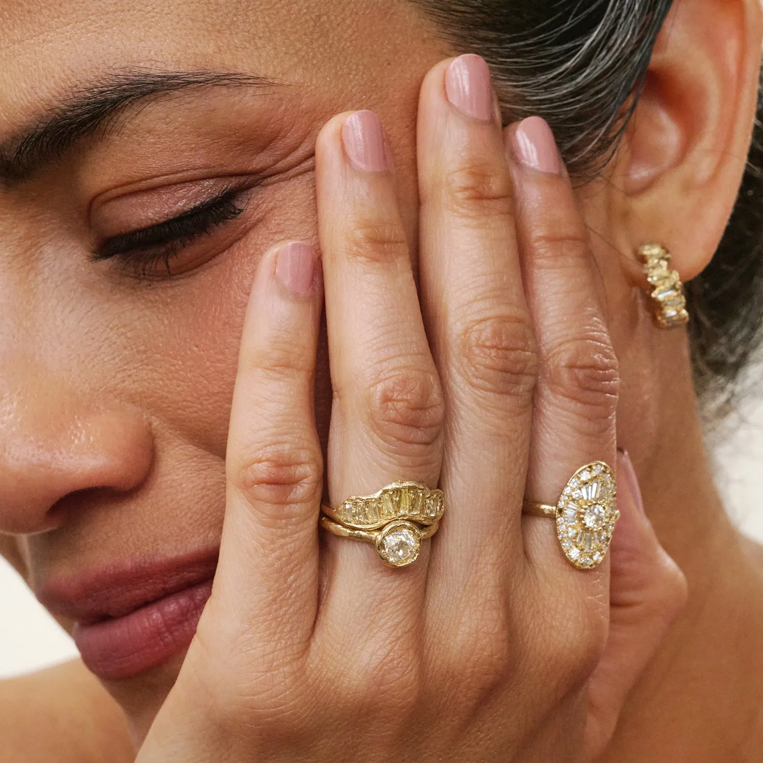 LX Lemon Diamond V Shape Scatter Ring
