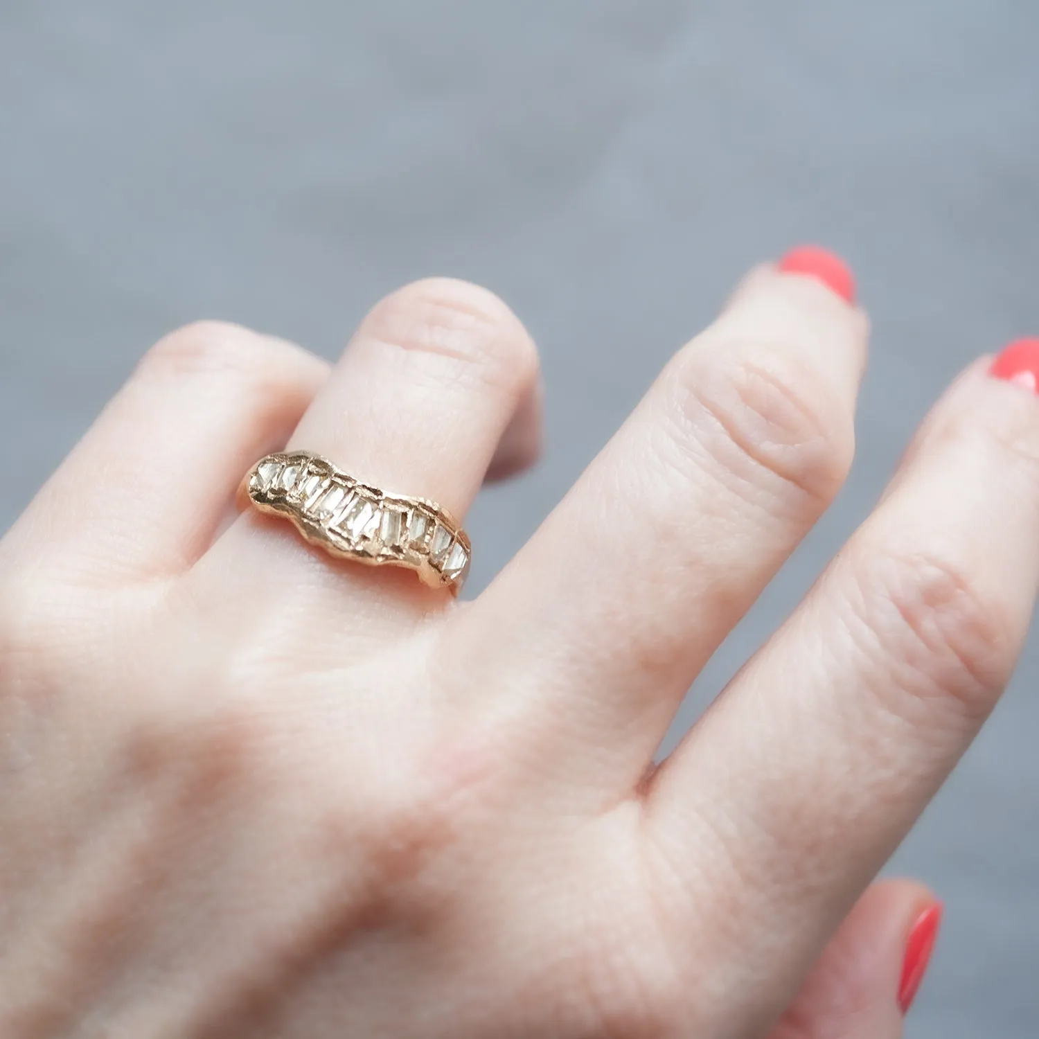 LX Lemon Diamond V Shape Scatter Ring
