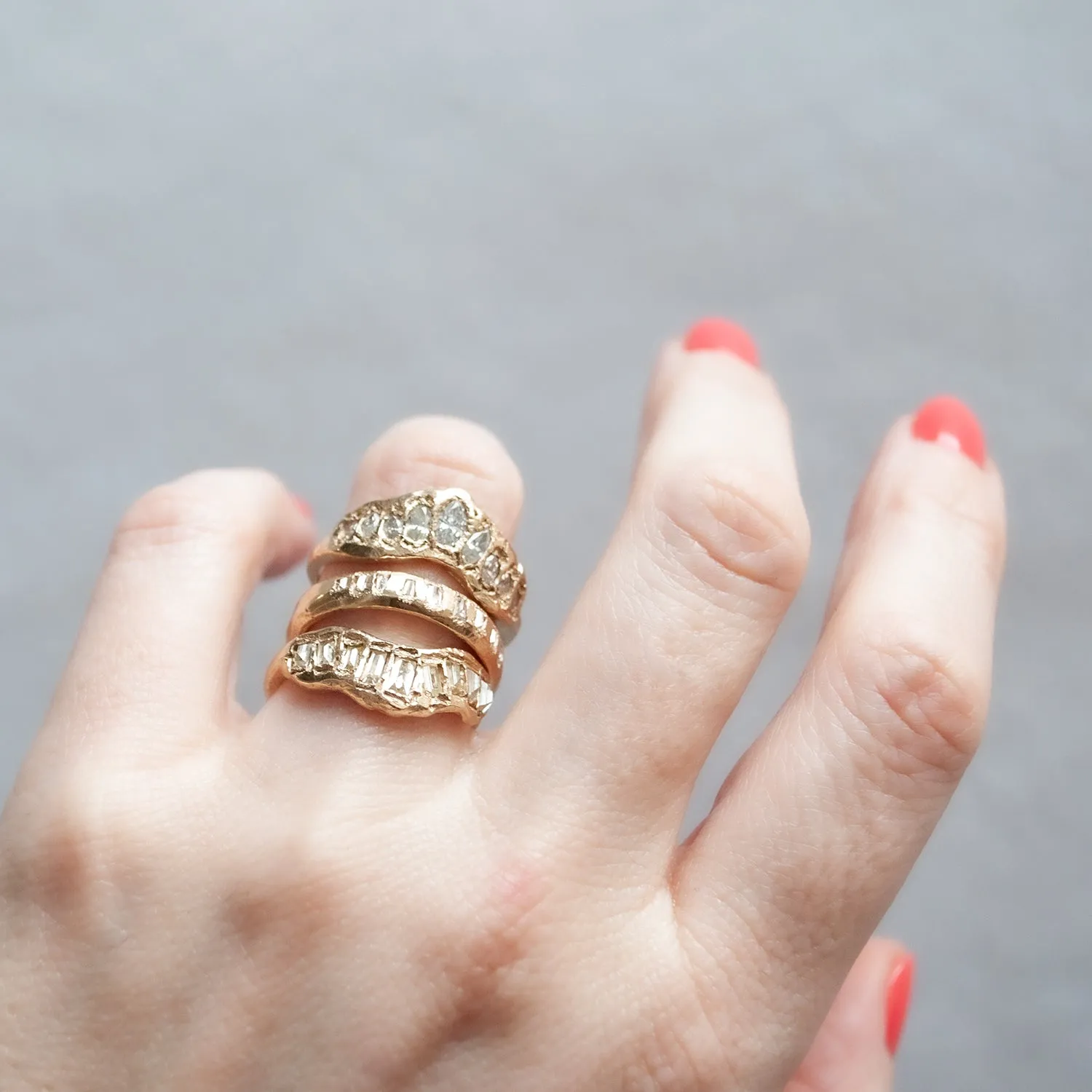 LX Lemon Diamond V Shape Scatter Ring