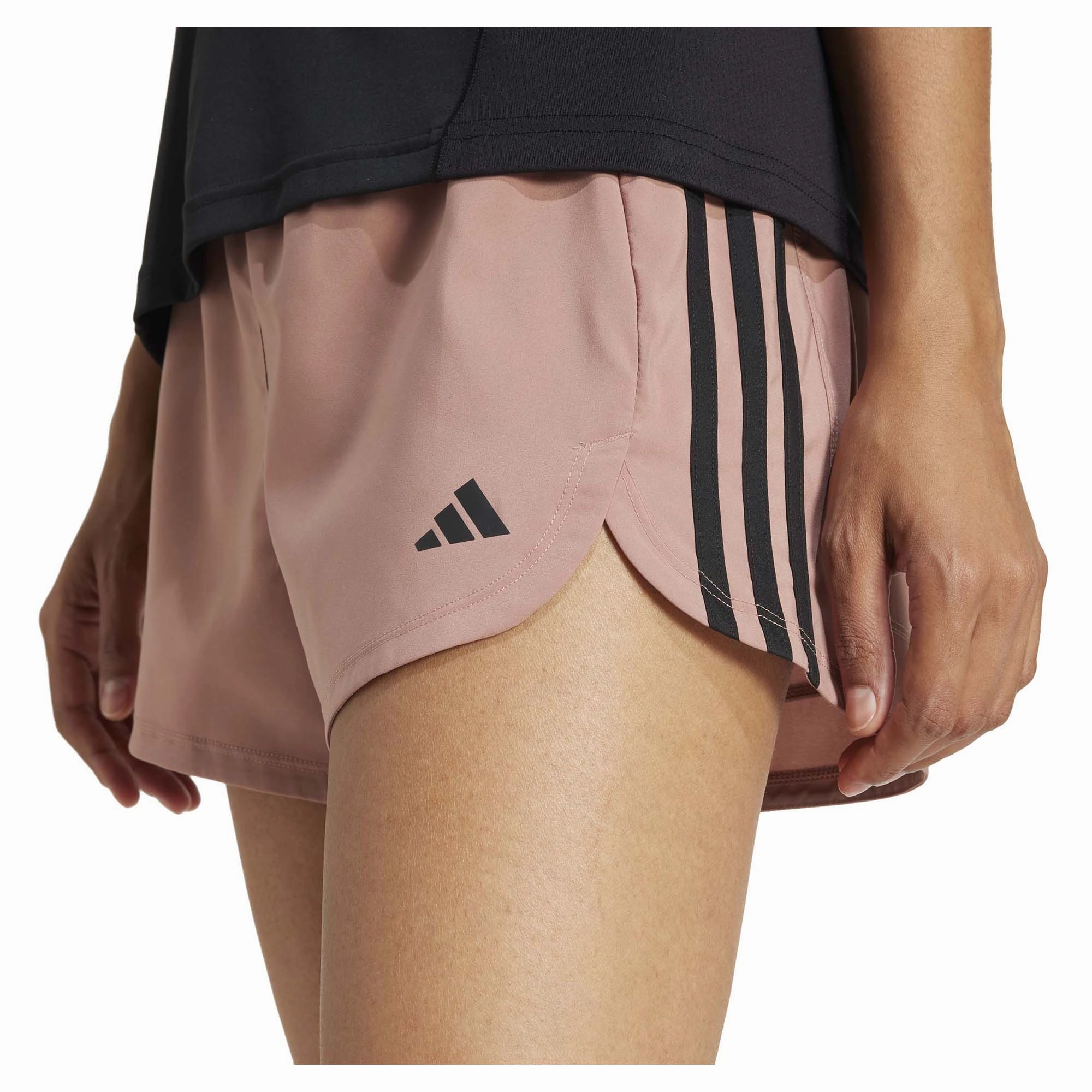 Machine washable Women's Pacer Training 3-Stripes Woven High-Rise 3 Inch Shorts