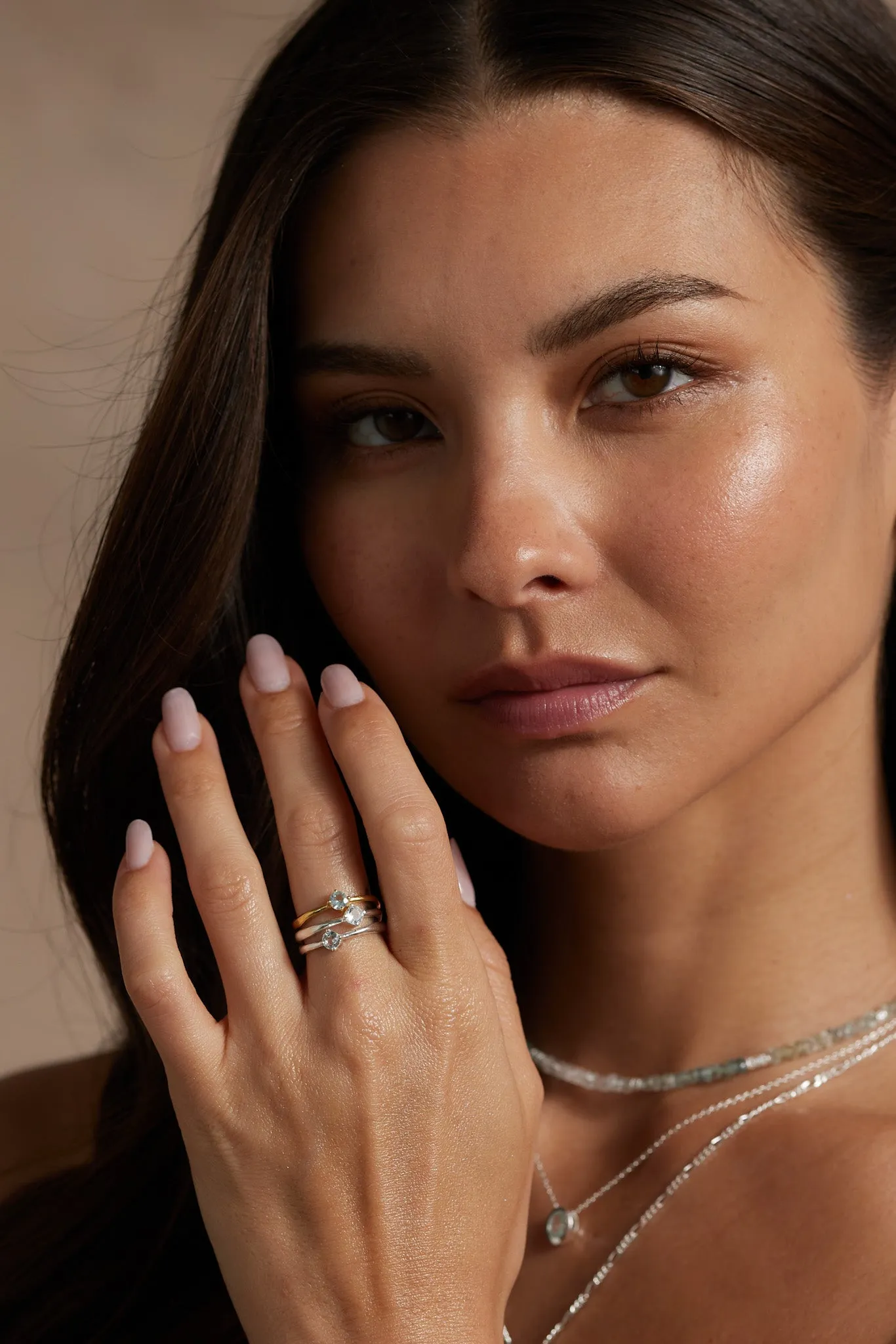 March Aquamarine Silver Birthstone Ring
