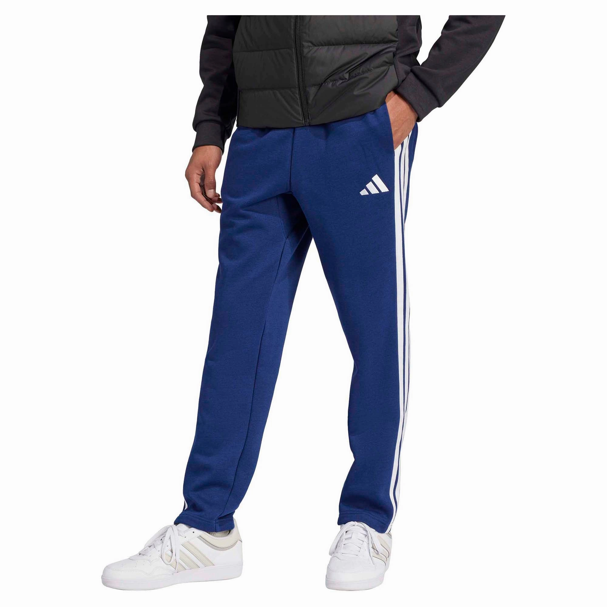 Men's Essential Three Stripes Fleece Open Hem Pants Trendy picks