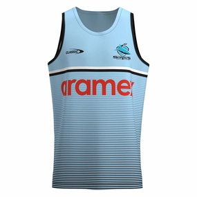 Men's NRL Cronulla Sharks 2023 Training Singlet Quality attire Athletic