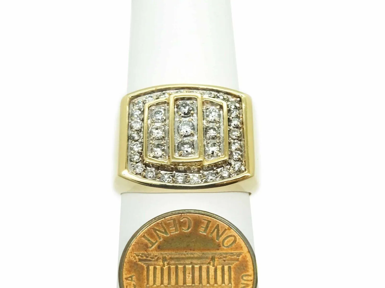 Men's 1.41ct tw Diamond Raised Step Setting Ring 14k Gold GLR Size 9.5