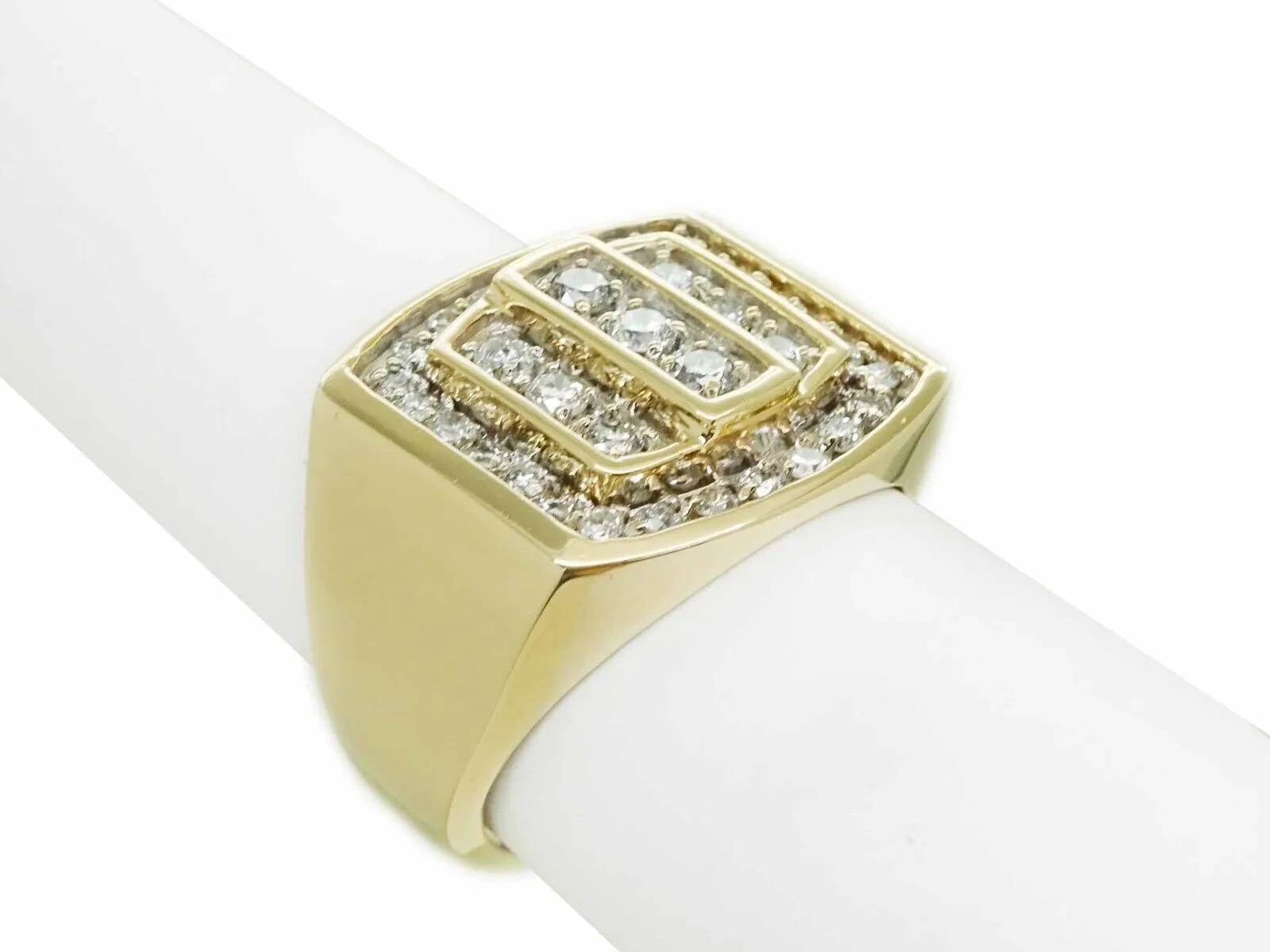 Men's 1.41ct tw Diamond Raised Step Setting Ring 14k Gold GLR Size 9.5
