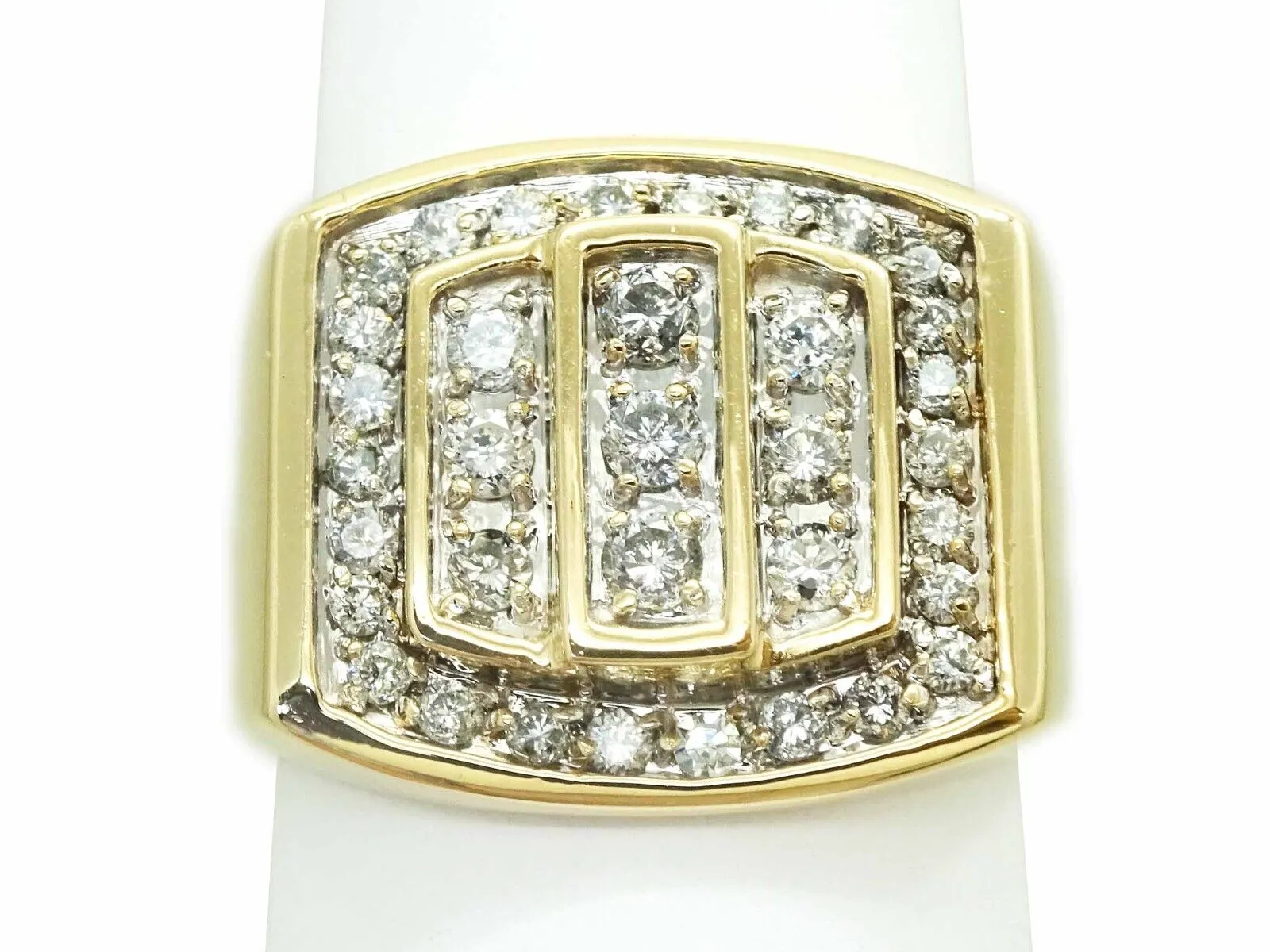 Men's 1.41ct tw Diamond Raised Step Setting Ring 14k Gold GLR Size 9.5