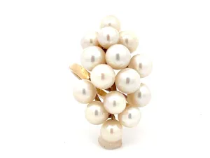 Mings Large Akoya Pearl Ring in 14k Yellow Gold