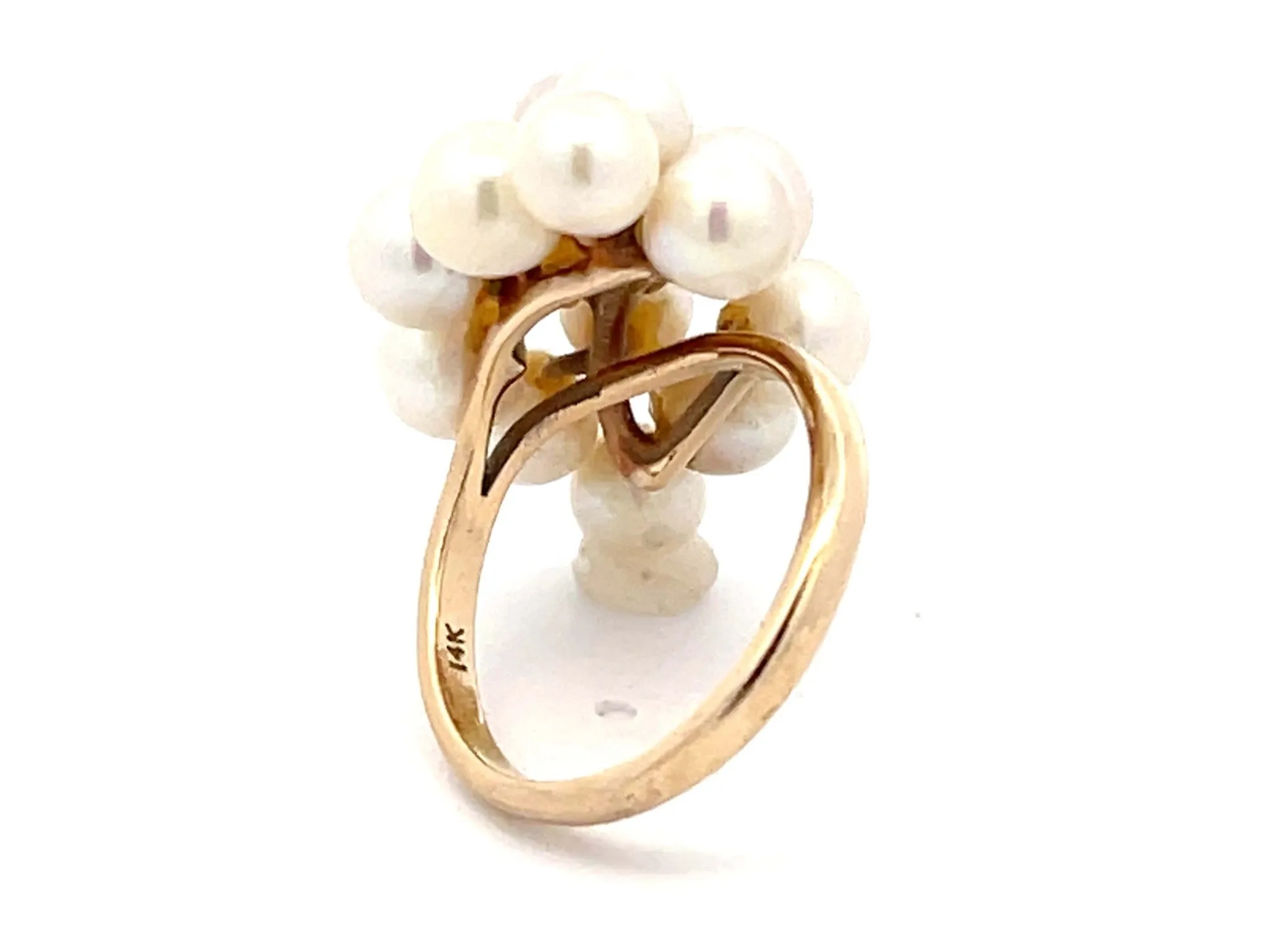 Mings Large Akoya Pearl Ring in 14k Yellow Gold
