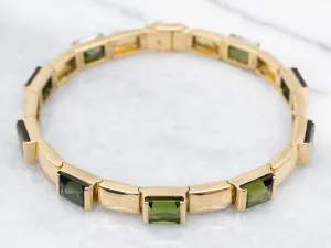 Modernist 18-Karat Gold Link Green Tourmaline Bracelet