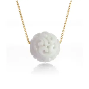 Mottled Lavender Jade Dragon Ball Pendant Necklace