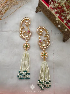 Multicolor Gold Plated Jadau Kundan Earrings - ME759YPA