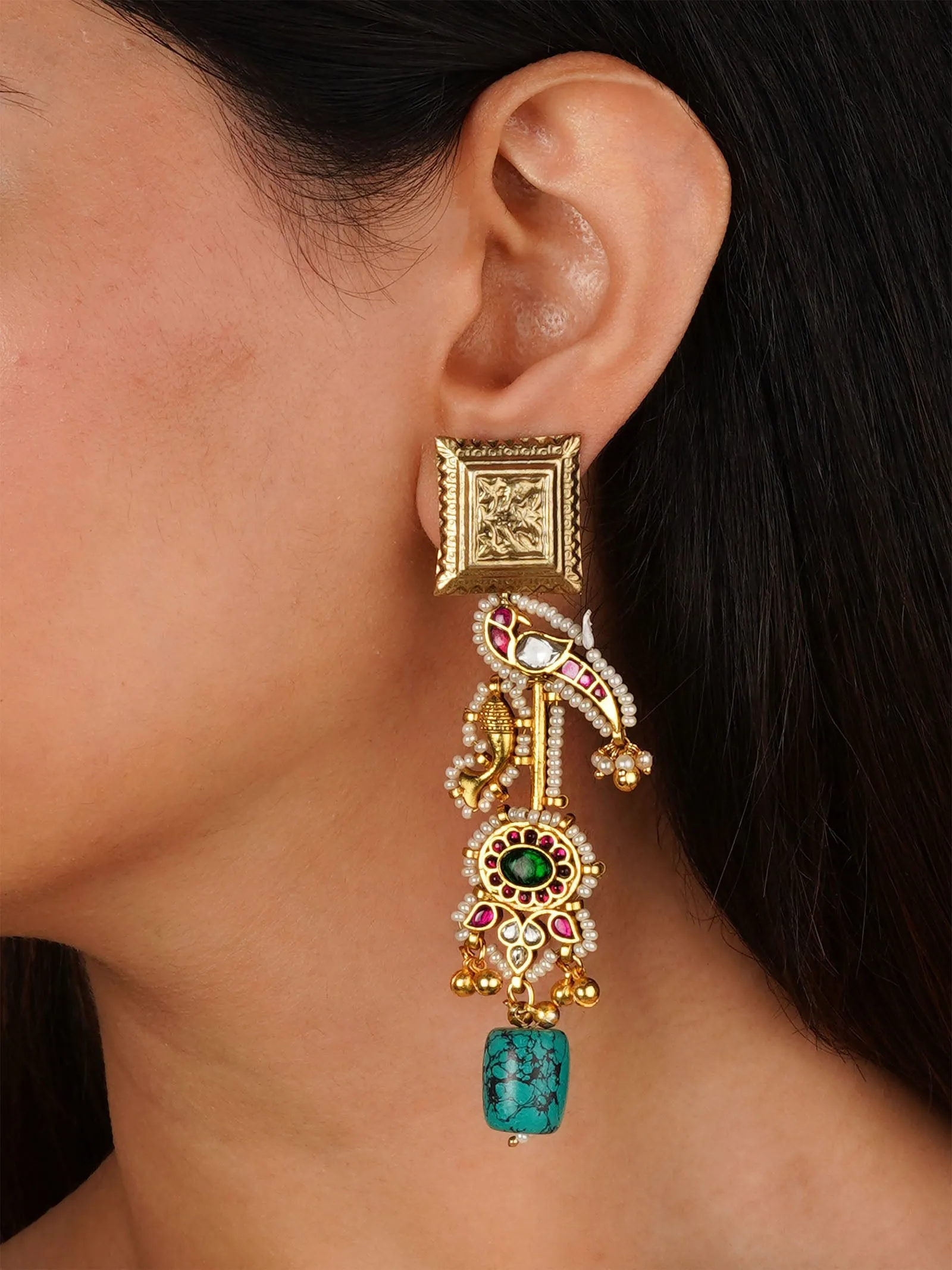 Multicolor Gold Plated Mishr Earrings - MR-E260M