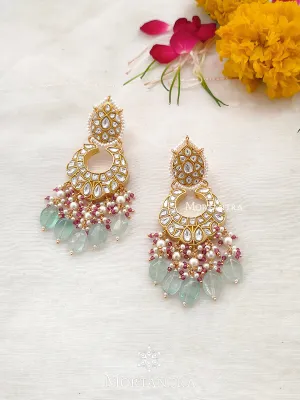 Multicolor Gold Plated Thappa Jadau Kundan Earrings - TJ-E3